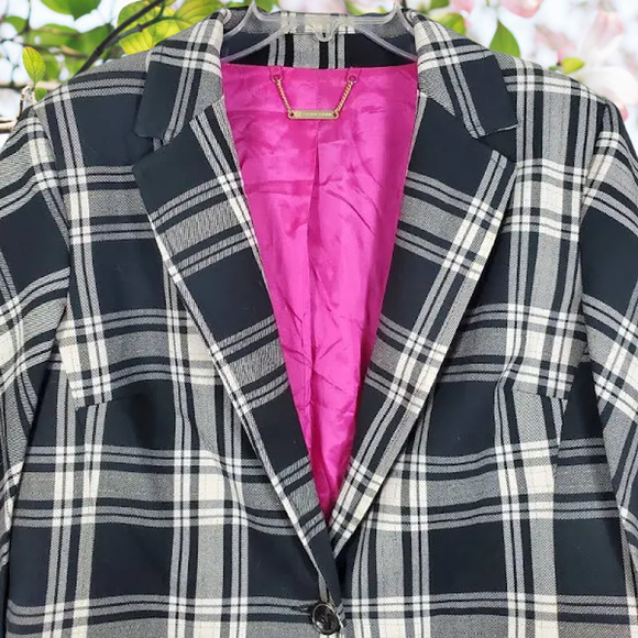 (75% OFF) NWT Trina Turk Juno Jacket Plaid Blazer Cape 0 (Has Stretch) MSRP $350 - Picture 5 of 7